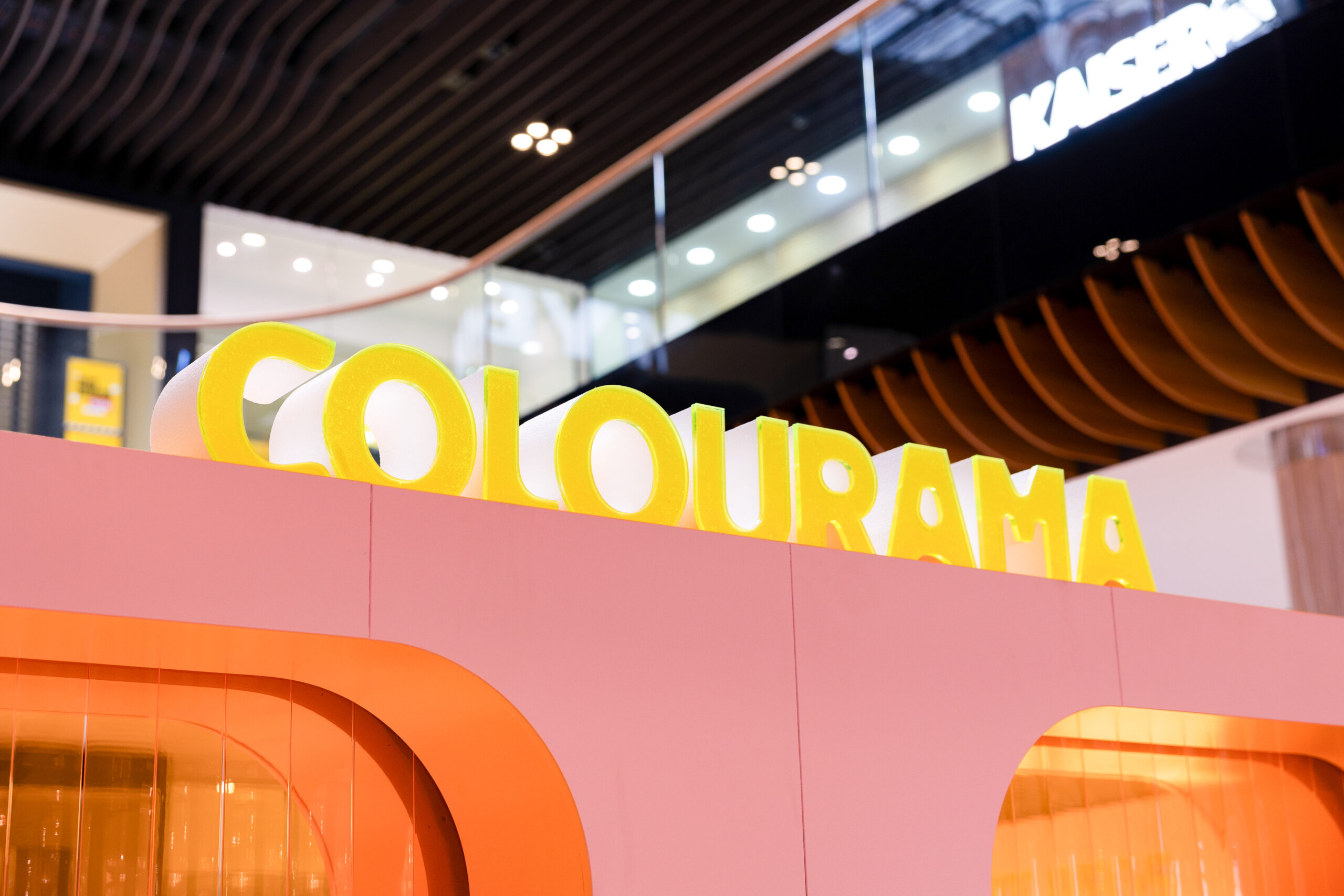 Bright, Yellow Acrylic 'COLOURAMA' Lettering Signage.